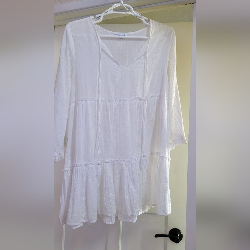 Blue Island White Swim Coverup